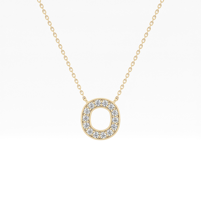 0.22 TCW Round Lab Grown Diamond O Initial Shaped Necklace