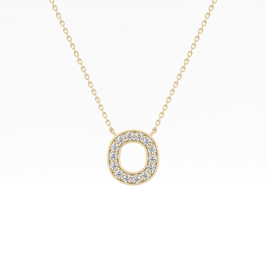 0.22 TCW Round Lab Grown Diamond O Initial Shaped Necklace