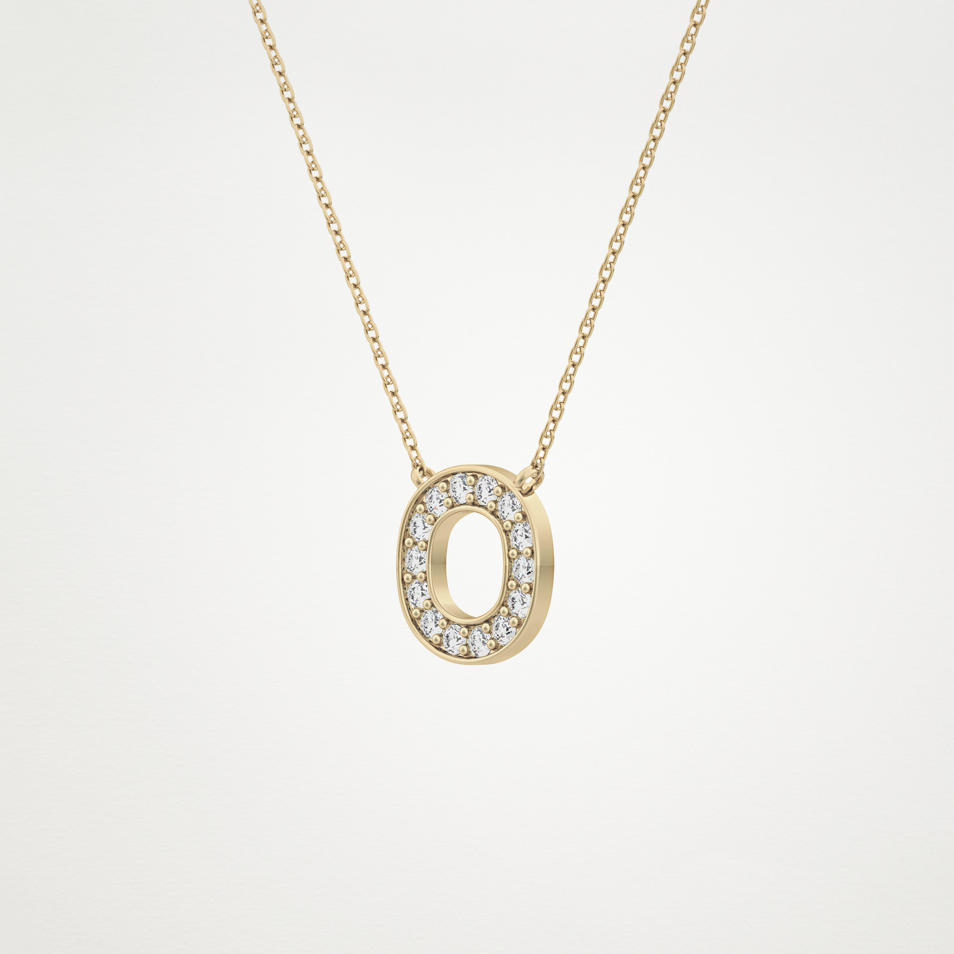 0.22 TCW Round Lab Grown Diamond O Initial Shaped Necklace