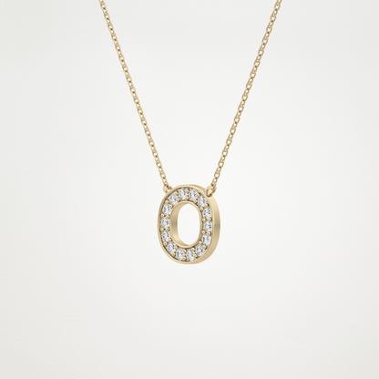 0.22 TCW Round Lab Grown Diamond O Initial Shaped Necklace