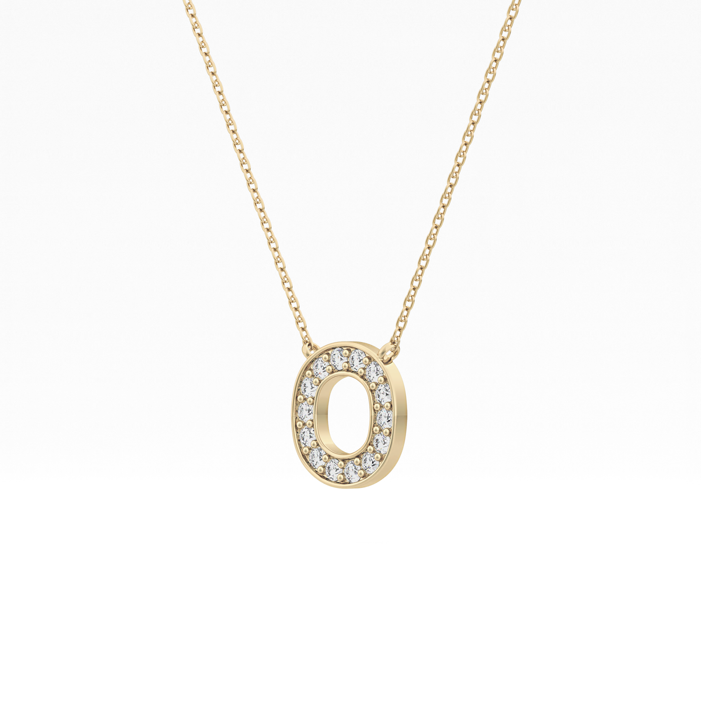 0.22 TCW Round Lab Grown Diamond O Initial Shaped Necklace