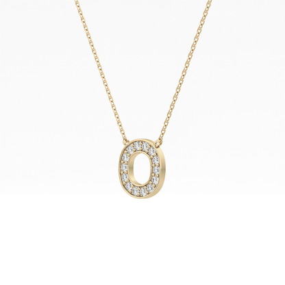 0.22 TCW Round Lab Grown Diamond O Initial Shaped Necklace