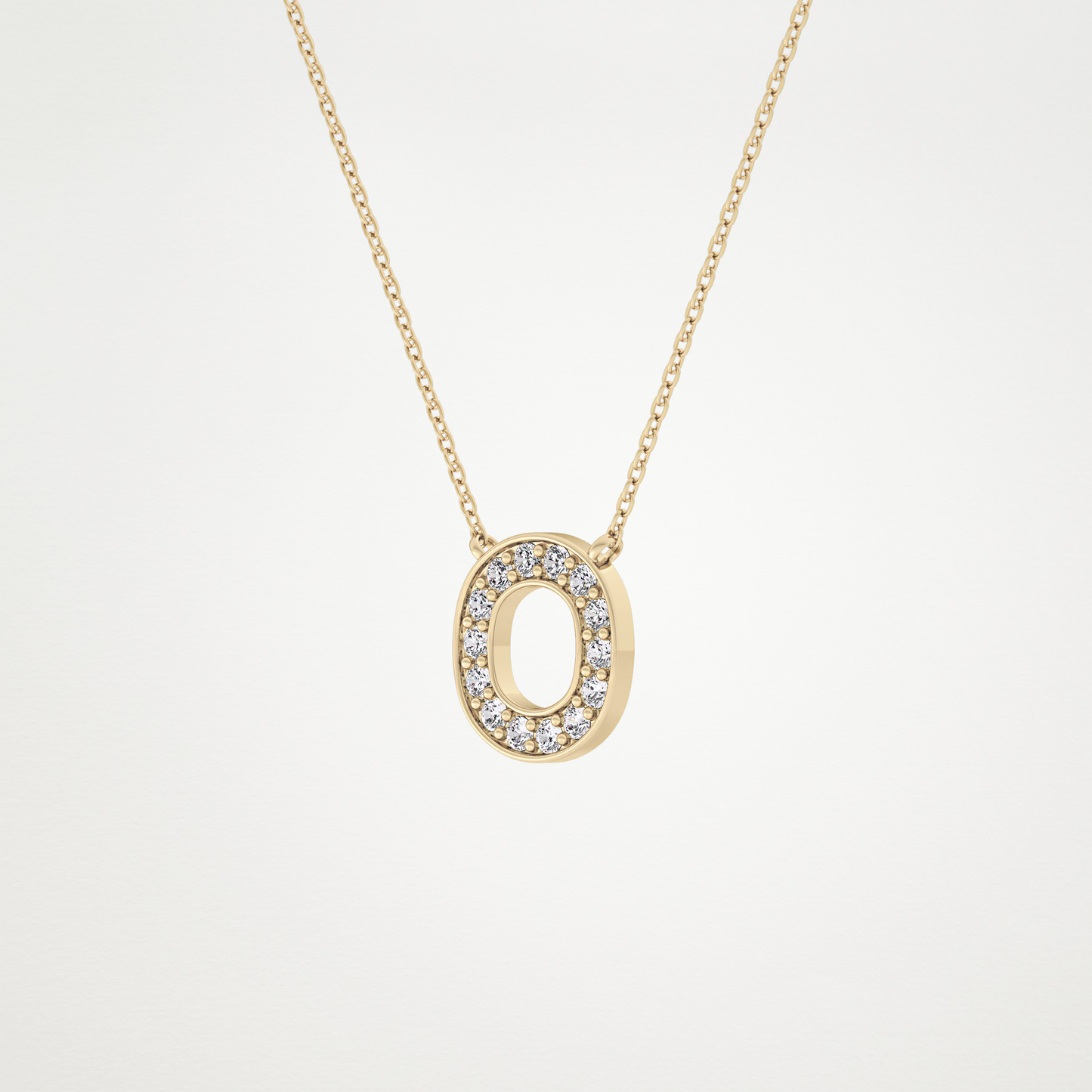 0.22 TCW Round Lab Grown Diamond O Initial Shaped Necklace