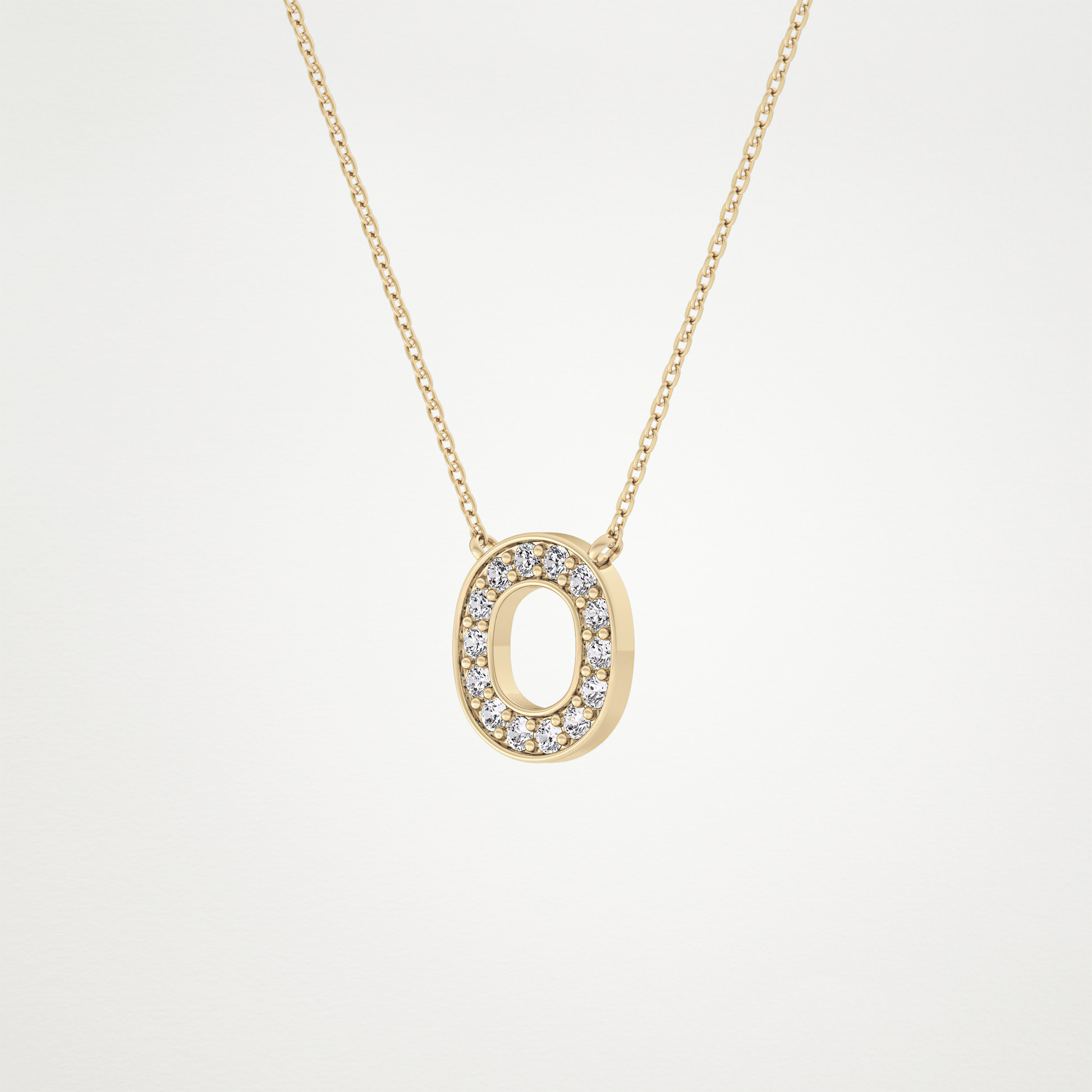 0.22 TCW Round Lab Grown Diamond O Initial Shaped Necklace