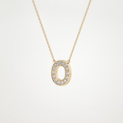 0.22 TCW Round Lab Grown Diamond O Initial Shaped Necklace