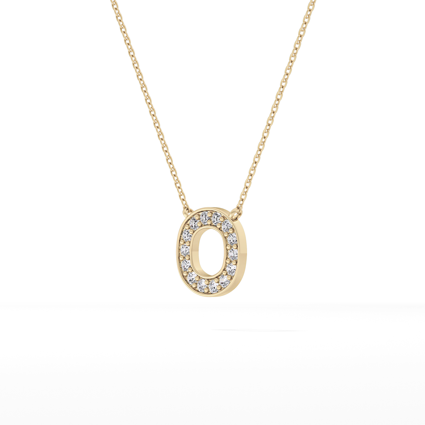 0.22 TCW Round Lab Grown Diamond O Initial Shaped Necklace