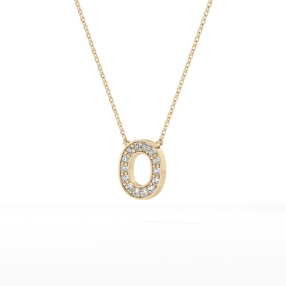 0.22 TCW Round Lab Grown Diamond O Initial Shaped Necklace