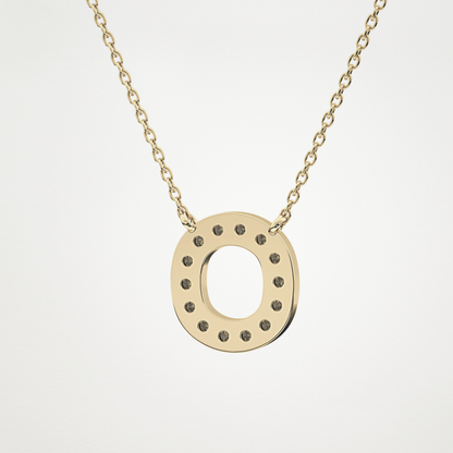 0.22 TCW Round Lab Grown Diamond O Initial Shaped Necklace