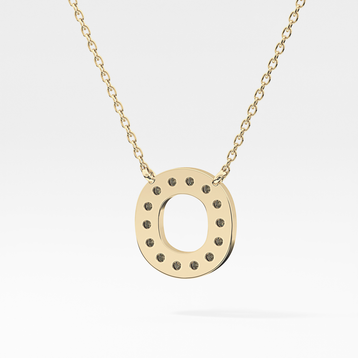 0.22 TCW Round Lab Grown Diamond O Initial Shaped Necklace