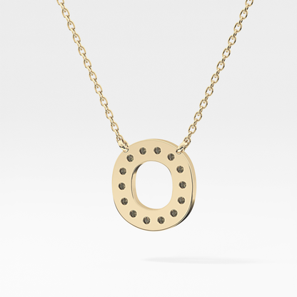 0.22 TCW Round Lab Grown Diamond O Initial Shaped Necklace