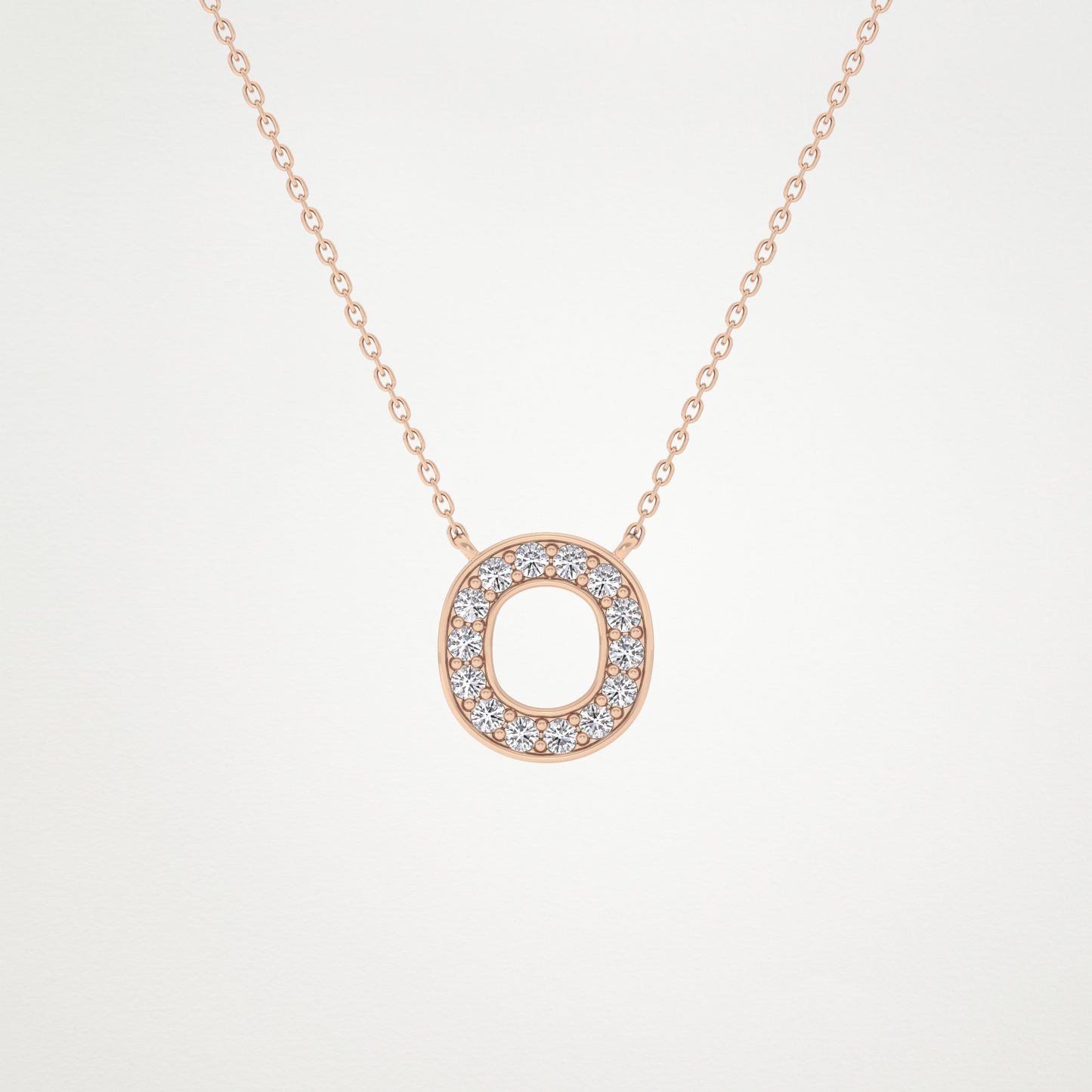 0.22 TCW Round Lab Grown Diamond O Initial Shaped Necklace
