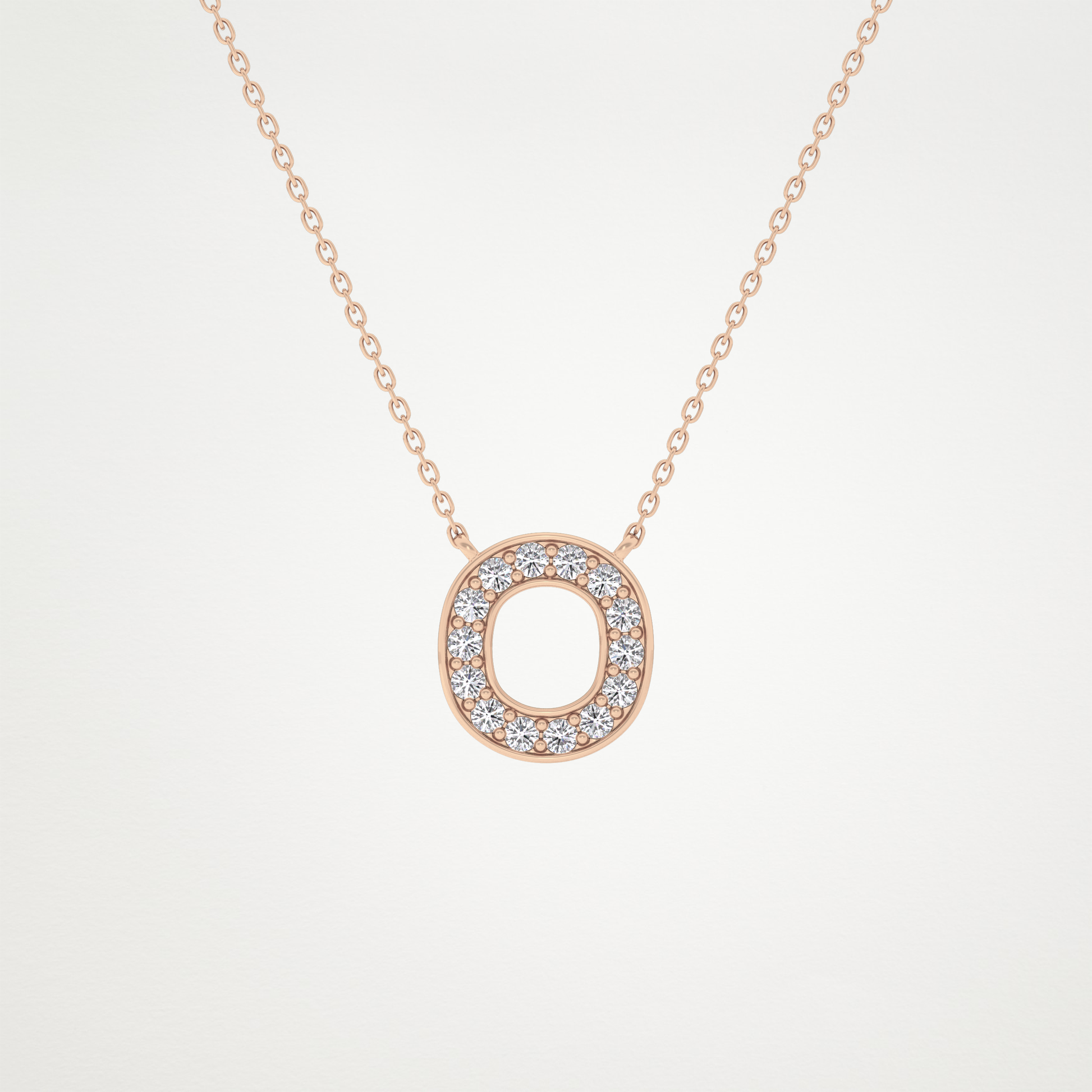 0.22 TCW Round Lab Grown Diamond O Initial Shaped Necklace