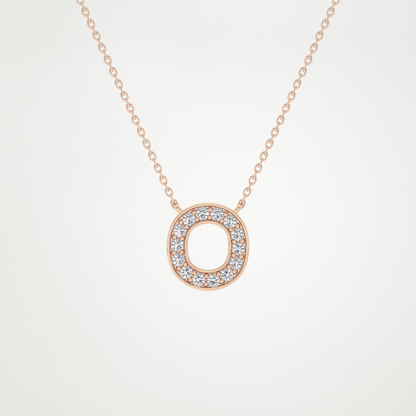 0.22 TCW Round Lab Grown Diamond O Initial Shaped Necklace