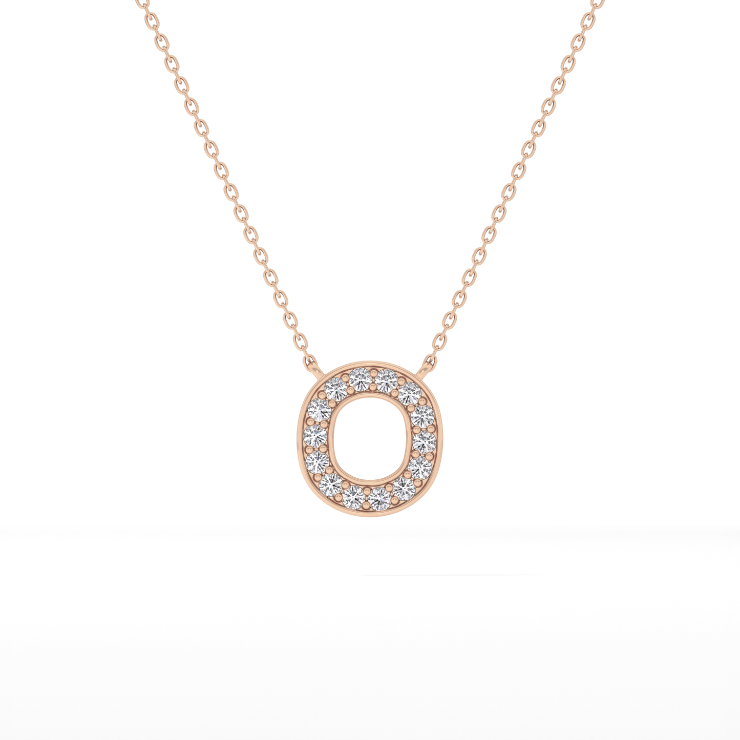 0.22 TCW Round Lab Grown Diamond O Initial Shaped Necklace