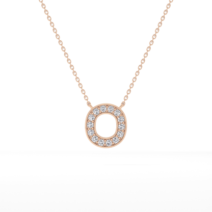 0.22 TCW Round Lab Grown Diamond O Initial Shaped Necklace