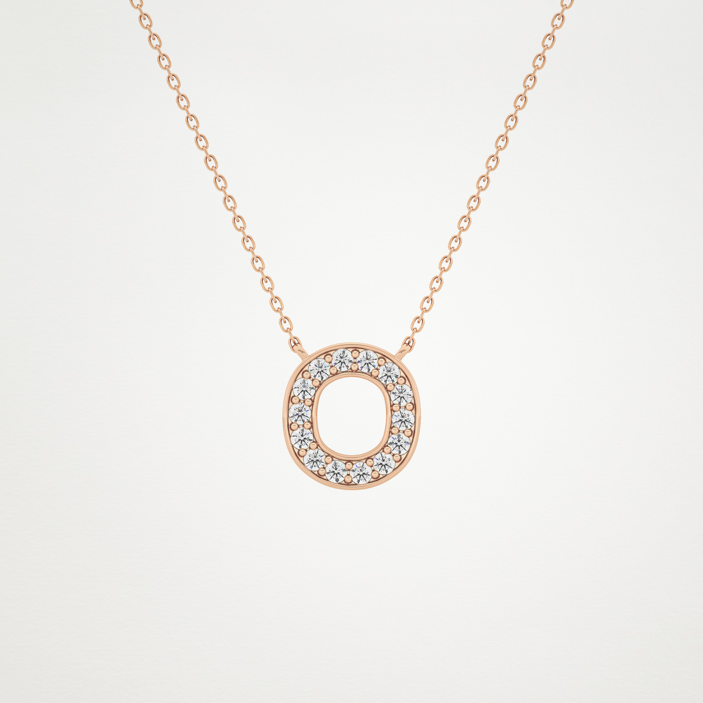 0.22 TCW Round Lab Grown Diamond O Initial Shaped Necklace