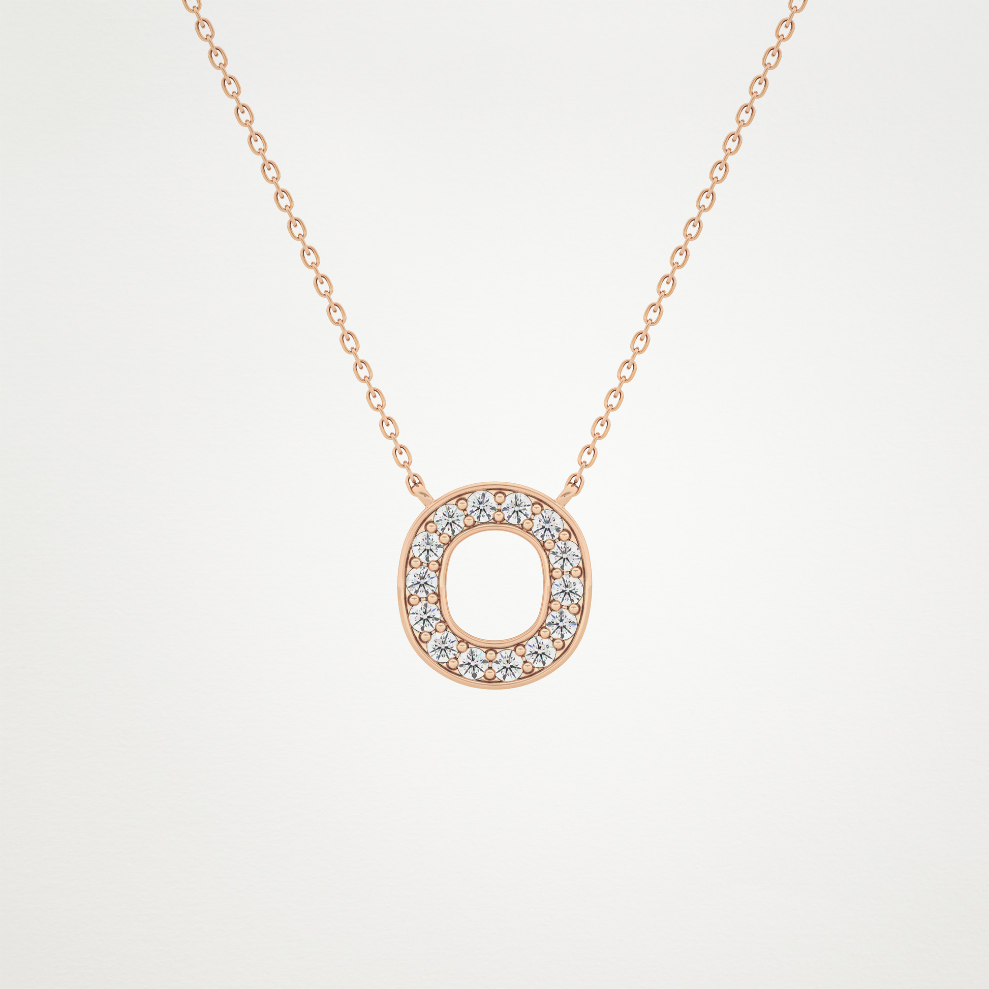 0.22 TCW Round Lab Grown Diamond O Initial Shaped Necklace