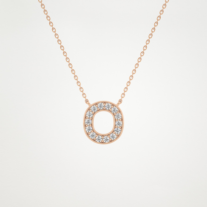 0.22 TCW Round Lab Grown Diamond O Initial Shaped Necklace