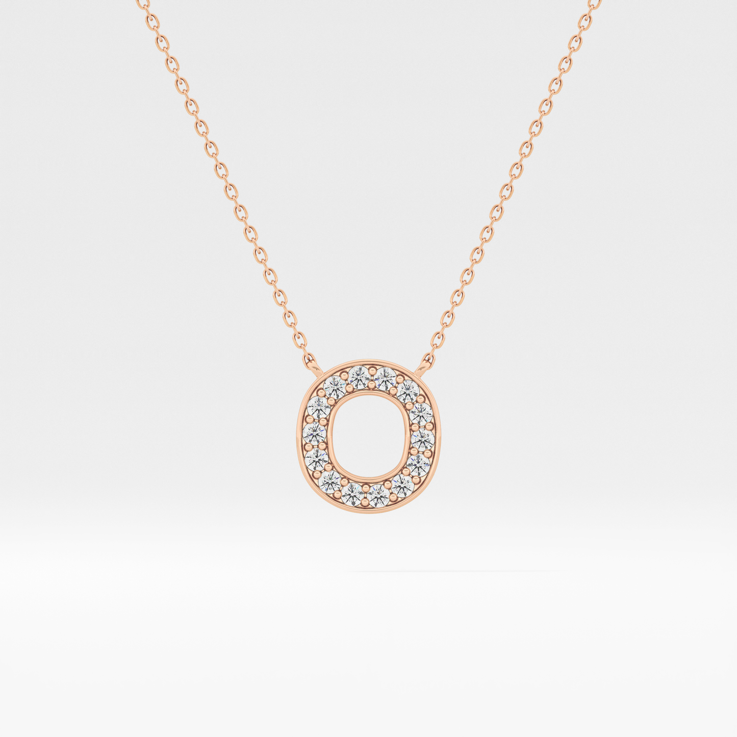 0.22 TCW Round Lab Grown Diamond O Initial Shaped Necklace