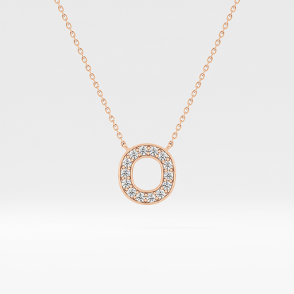 0.22 TCW Round Lab Grown Diamond O Initial Shaped Necklace