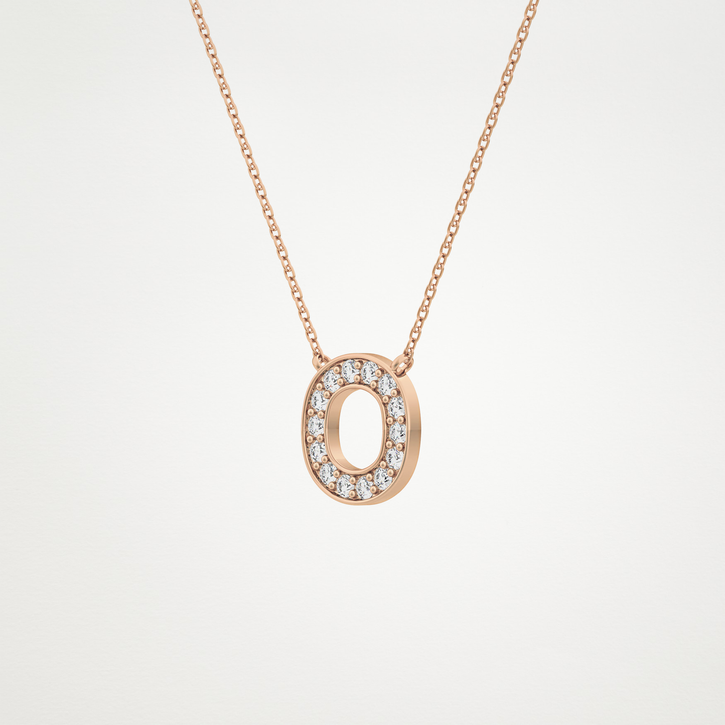 0.22 TCW Round Lab Grown Diamond O Initial Shaped Necklace