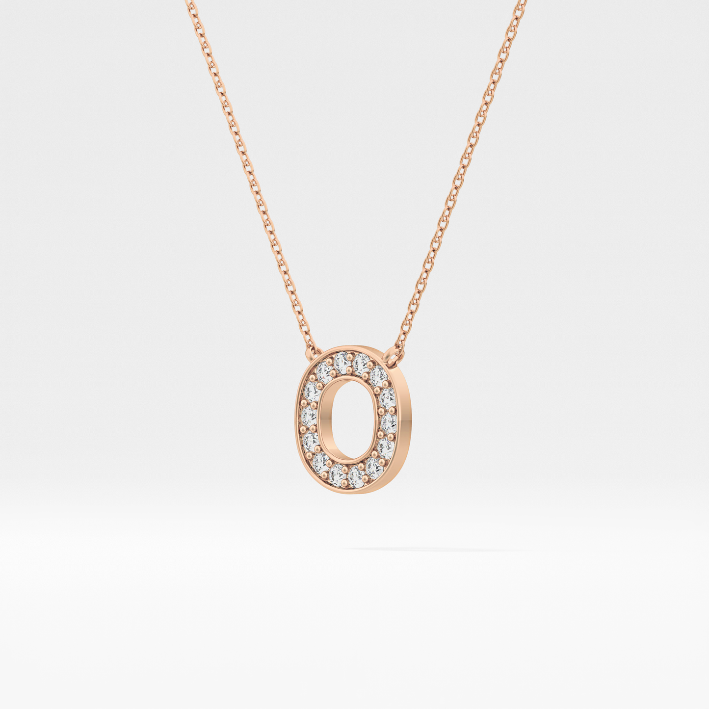 0.22 TCW Round Lab Grown Diamond O Initial Shaped Necklace