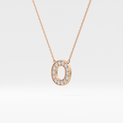0.22 TCW Round Lab Grown Diamond O Initial Shaped Necklace