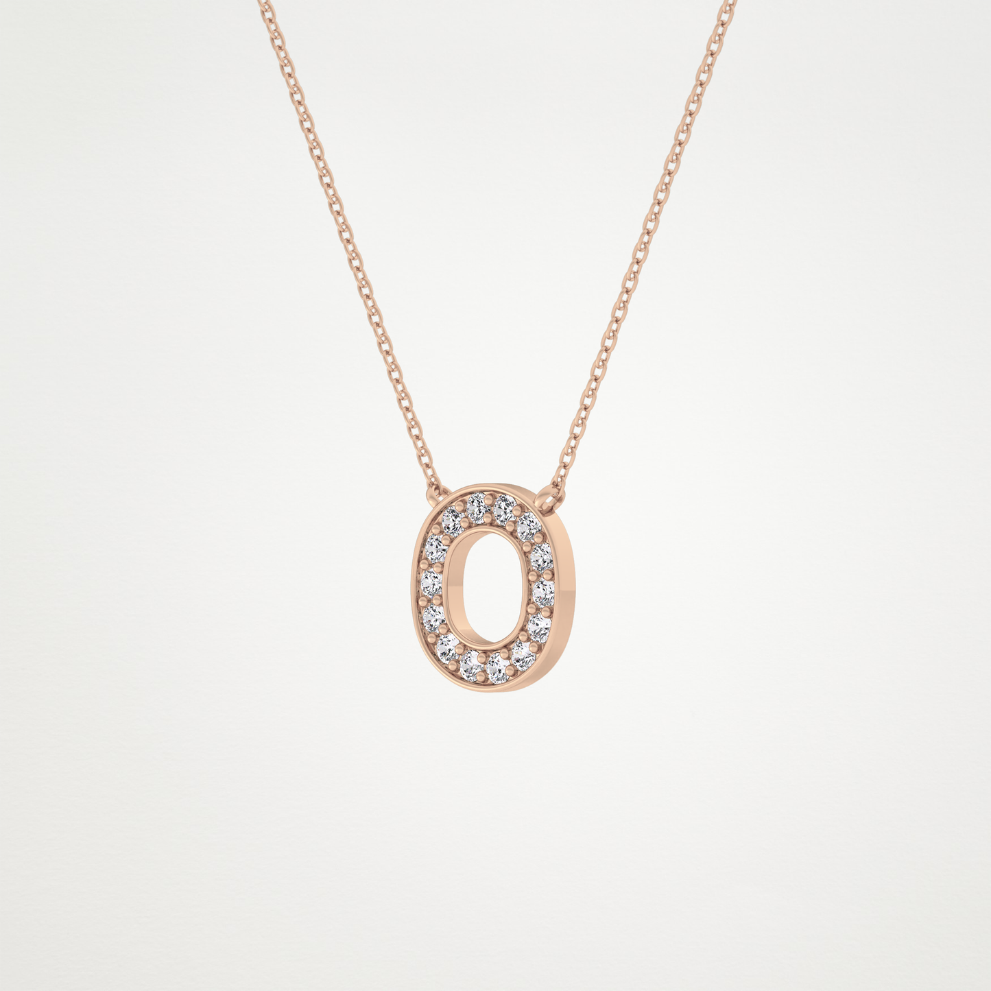 0.22 TCW Round Lab Grown Diamond O Initial Shaped Necklace