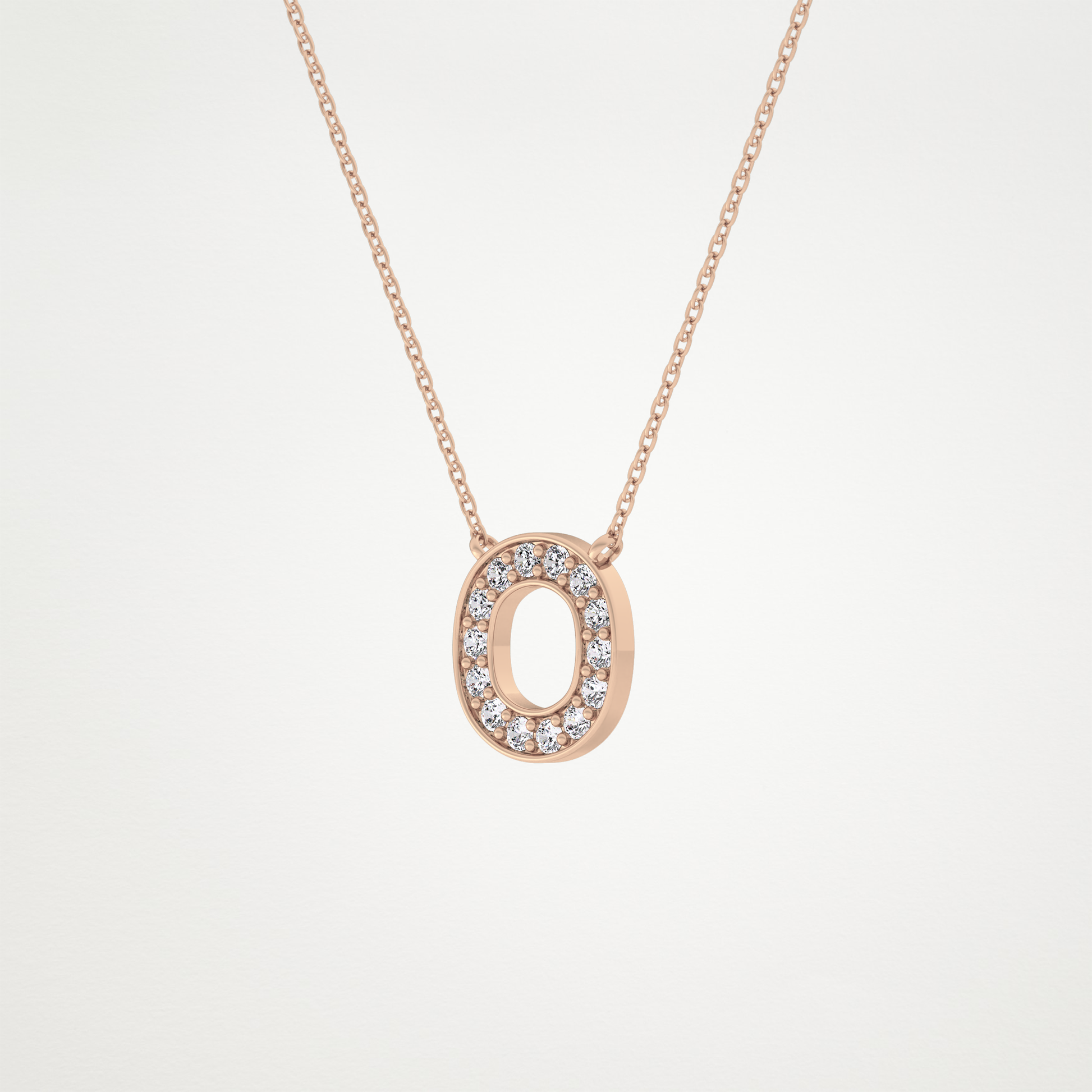 0.22 TCW Round Lab Grown Diamond O Initial Shaped Necklace