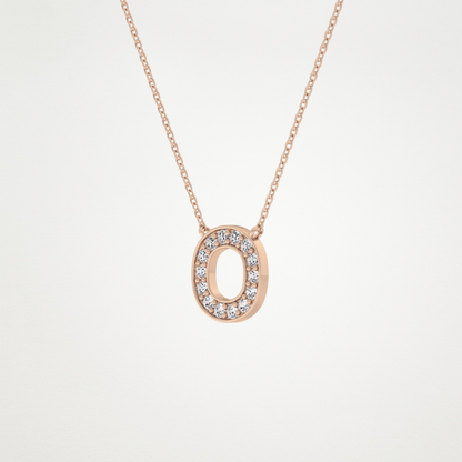 0.22 TCW Round Lab Grown Diamond O Initial Shaped Necklace