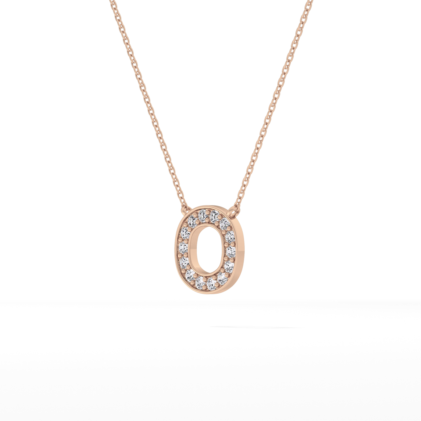 0.22 TCW Round Lab Grown Diamond O Initial Shaped Necklace