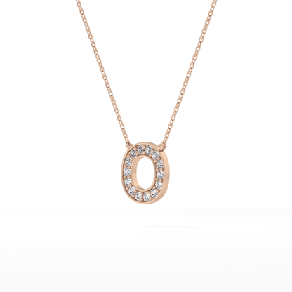 0.22 TCW Round Lab Grown Diamond O Initial Shaped Necklace