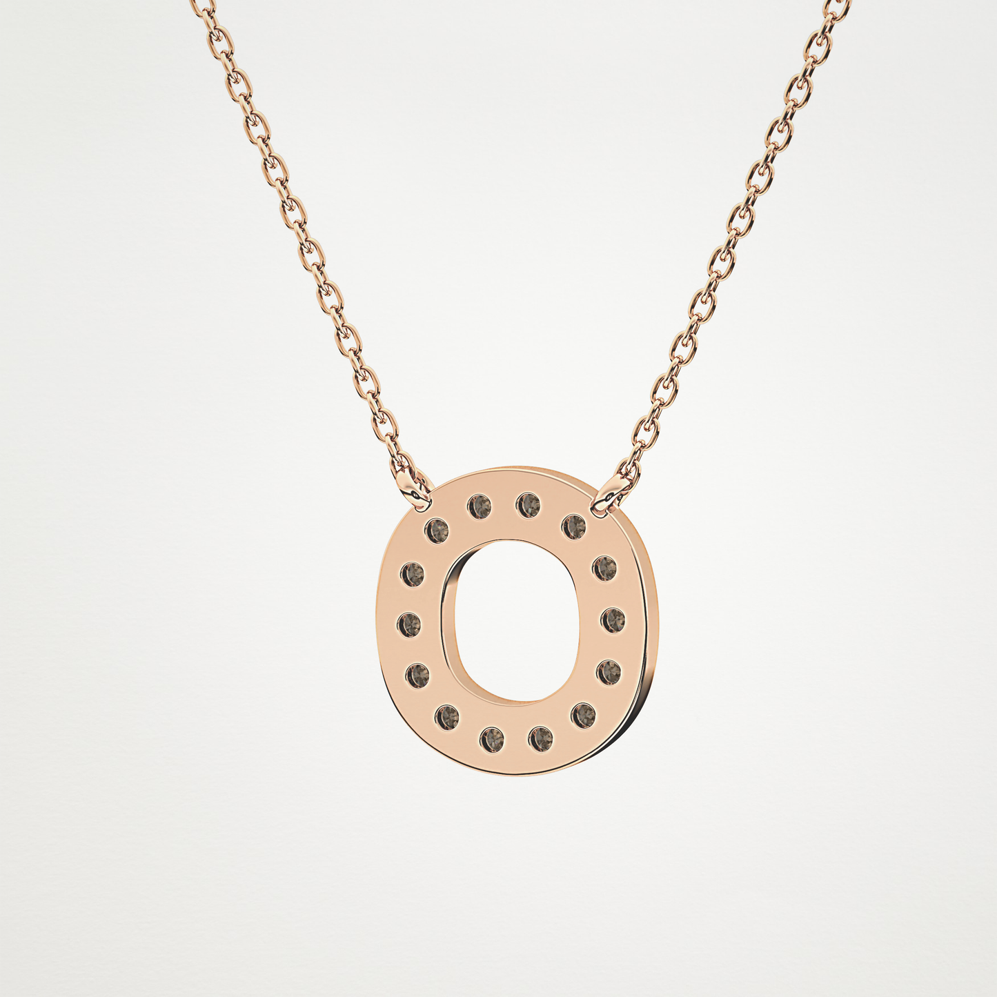 0.22 TCW Round Lab Grown Diamond O Initial Shaped Necklace