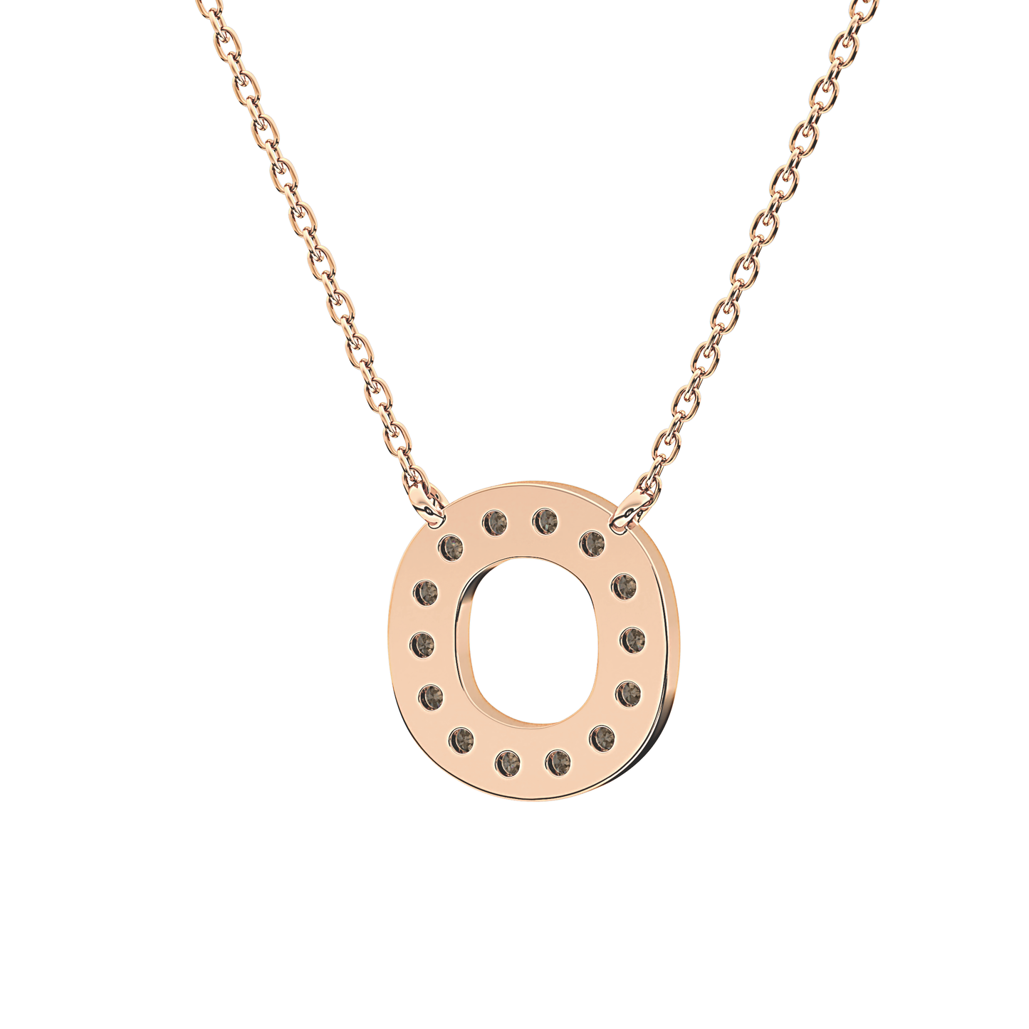0.22 TCW Round Lab Grown Diamond O Initial Shaped Necklace