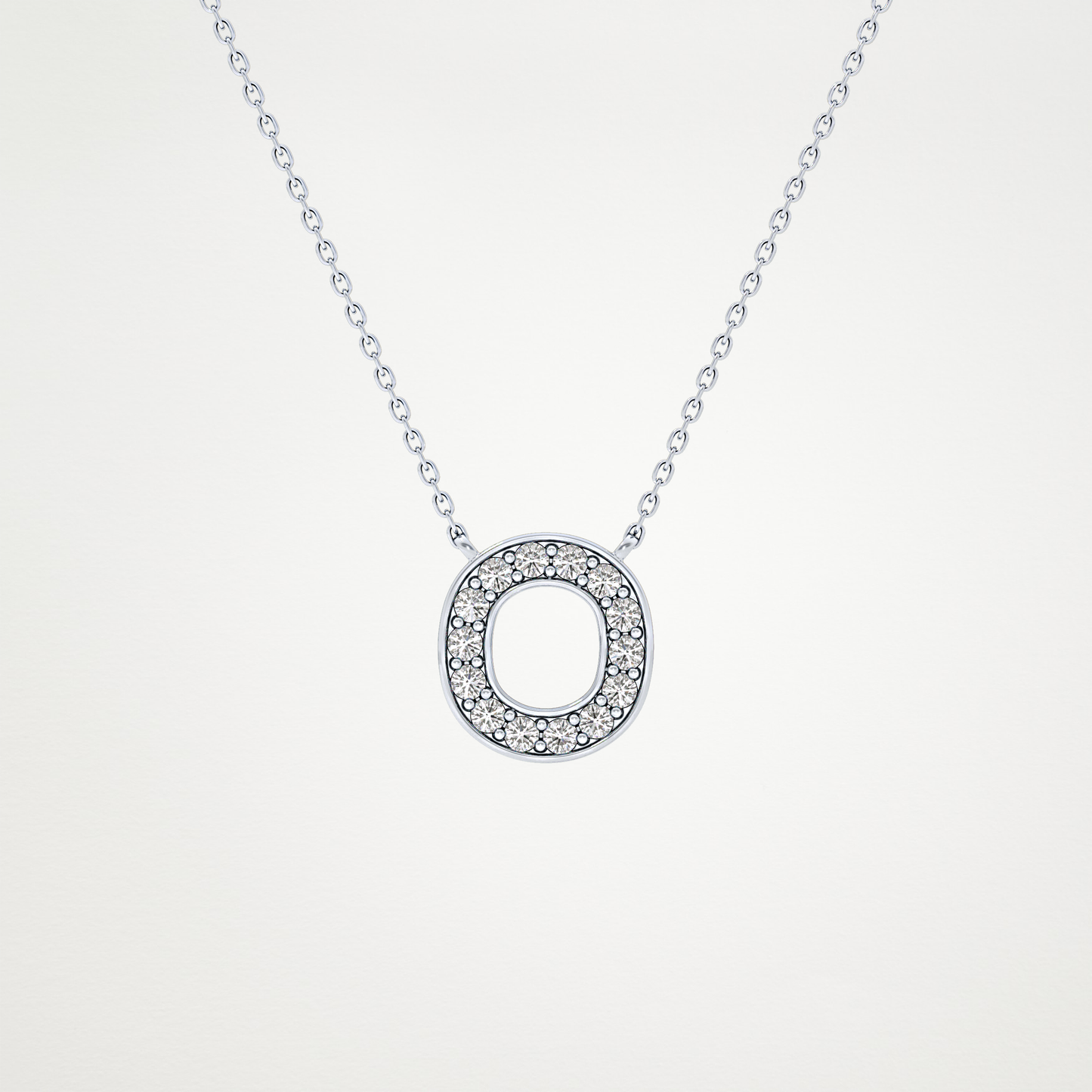 0.22 TCW Round Lab Grown Diamond O Initial Shaped Necklace