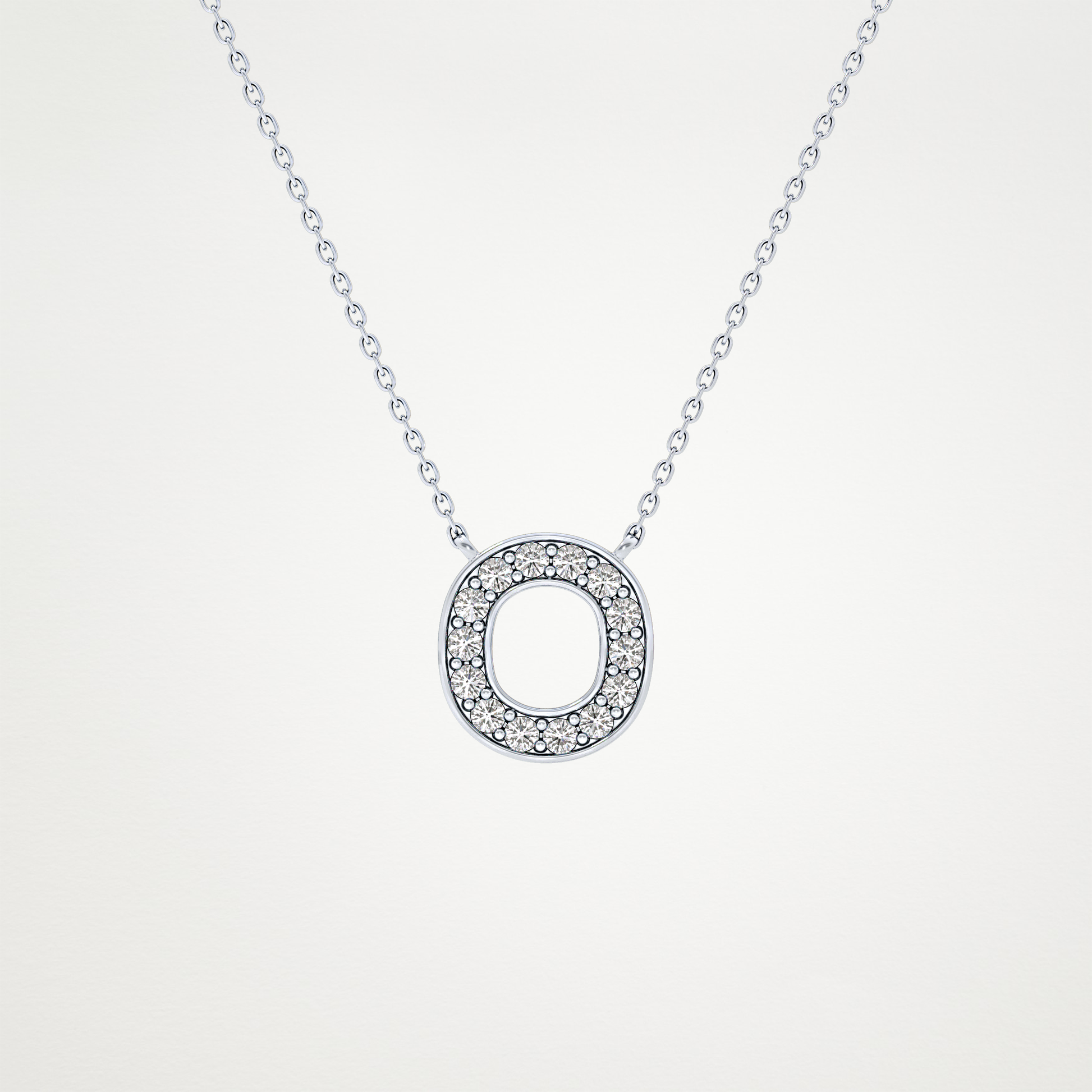 0.22 TCW Round Lab Grown Diamond O Initial Shaped Necklace