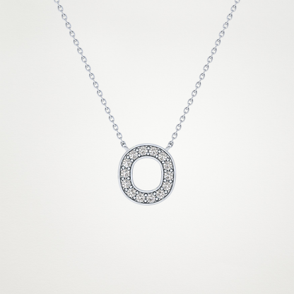 0.22 TCW Round Lab Grown Diamond O Initial Shaped Necklace