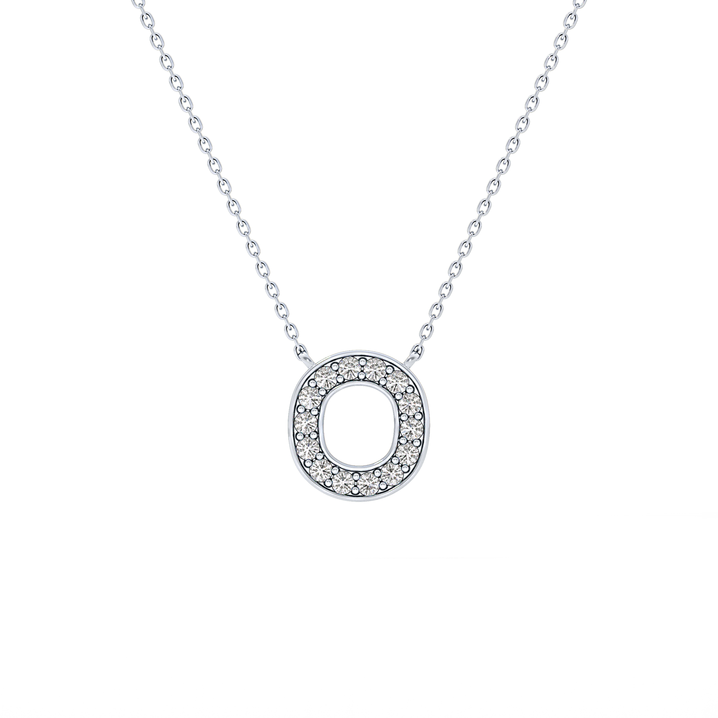 0.22 TCW Round Lab Grown Diamond O Initial Shaped Necklace