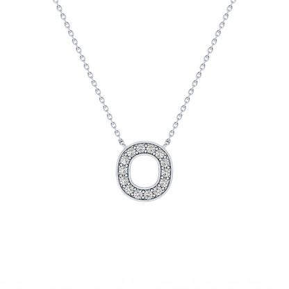 0.22 TCW Round Lab Grown Diamond O Initial Shaped Necklace