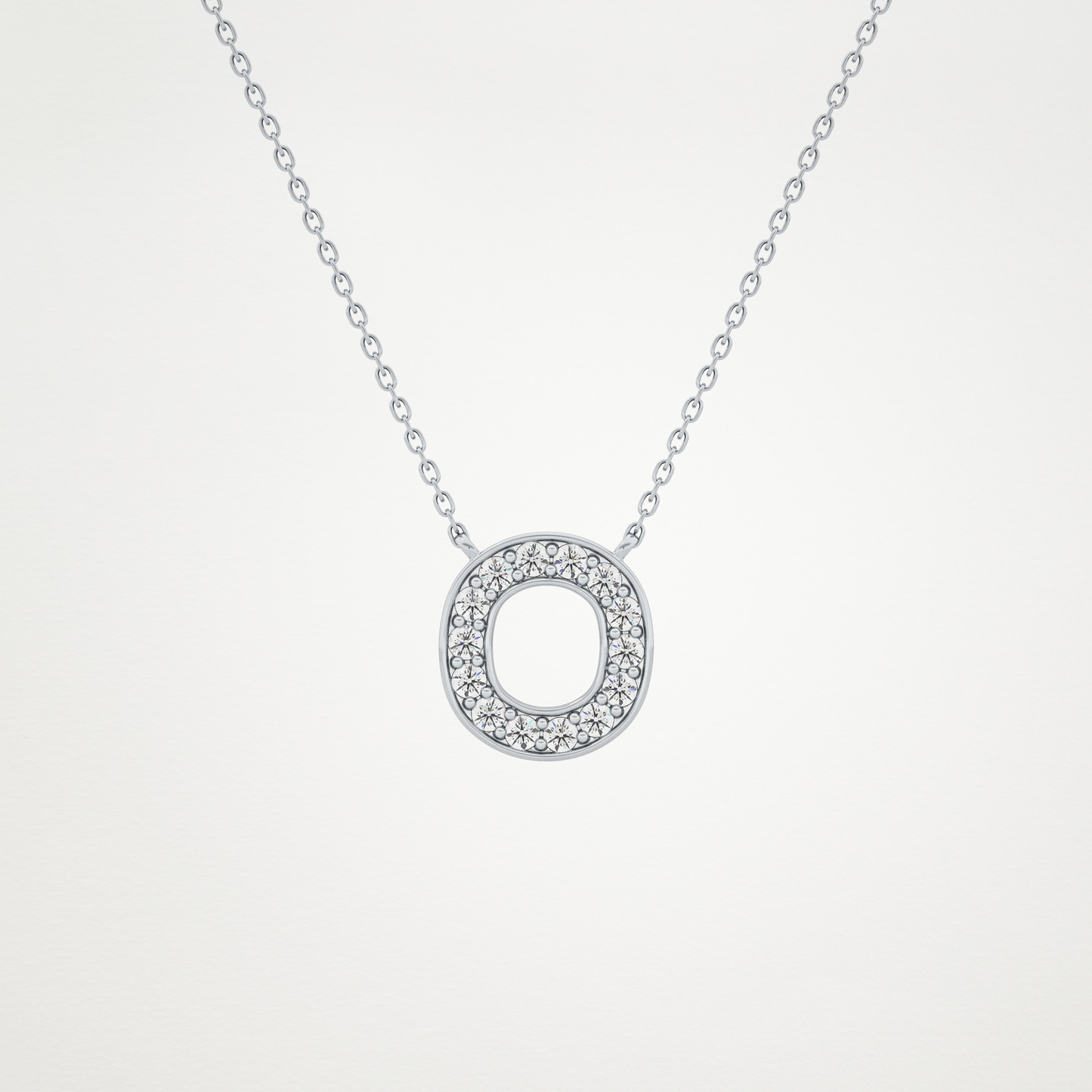 0.22 TCW Round Lab Grown Diamond O Initial Shaped Necklace