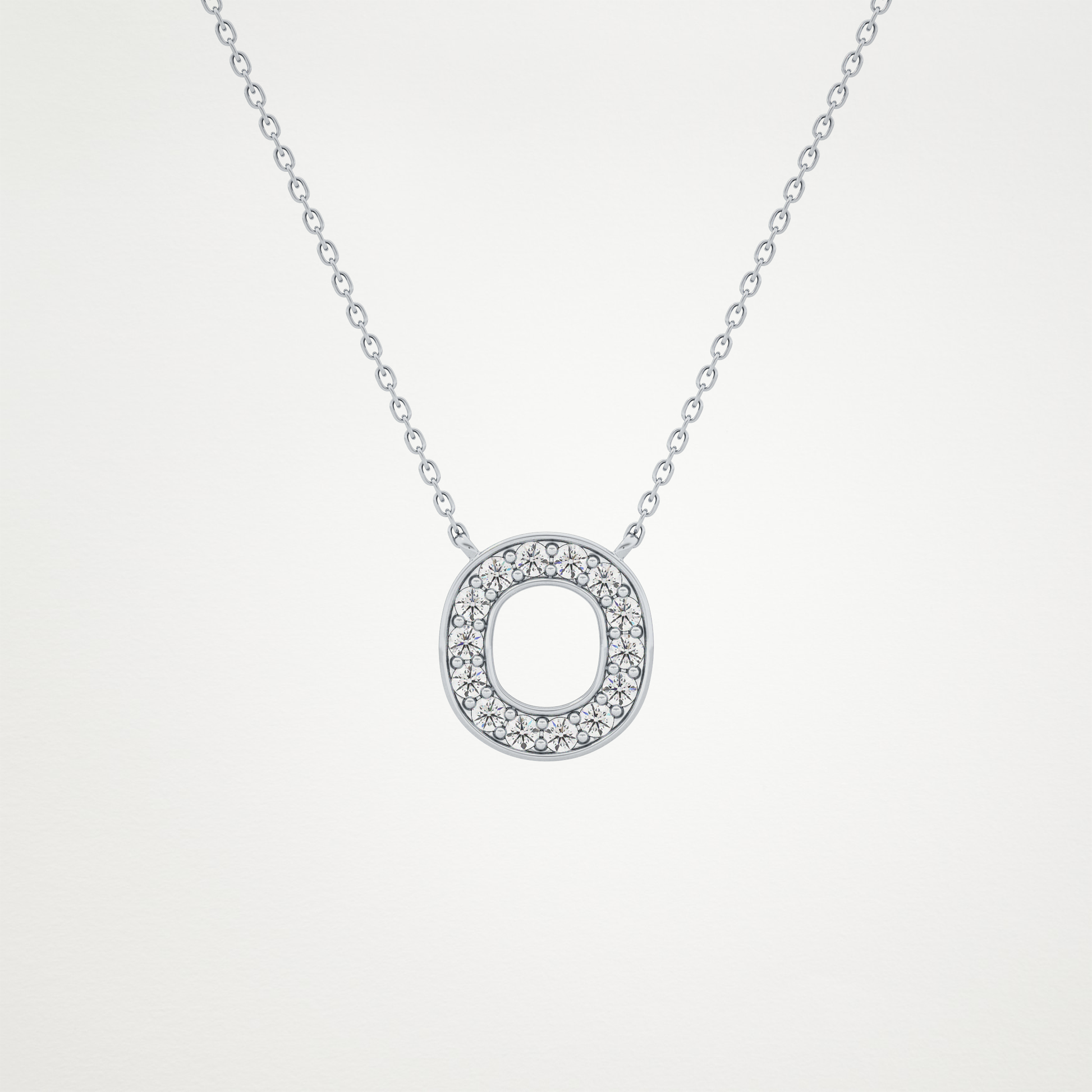 0.22 TCW Round Lab Grown Diamond O Initial Shaped Necklace