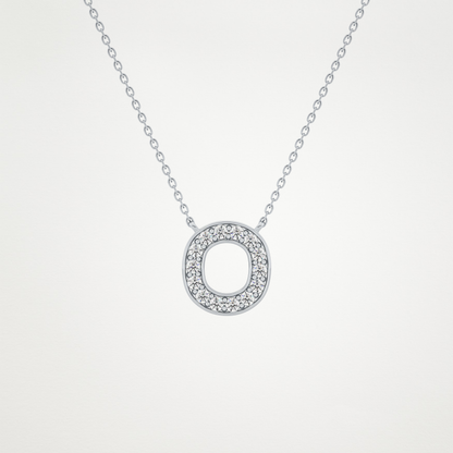 0.22 TCW Round Lab Grown Diamond O Initial Shaped Necklace