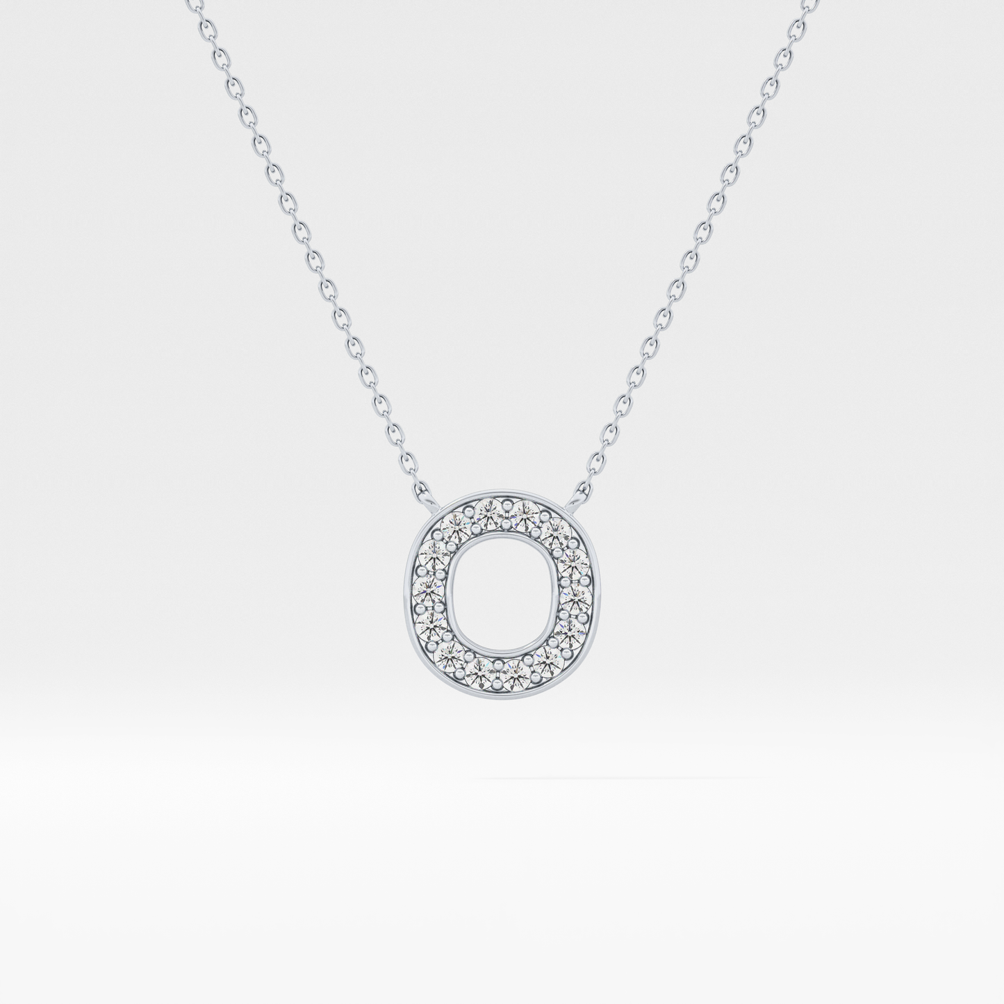 0.22 TCW Round Lab Grown Diamond O Initial Shaped Necklace