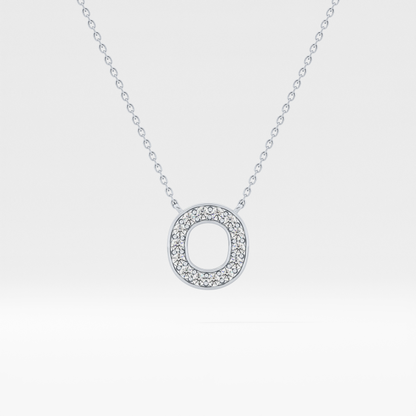 0.22 TCW Round Lab Grown Diamond O Initial Shaped Necklace