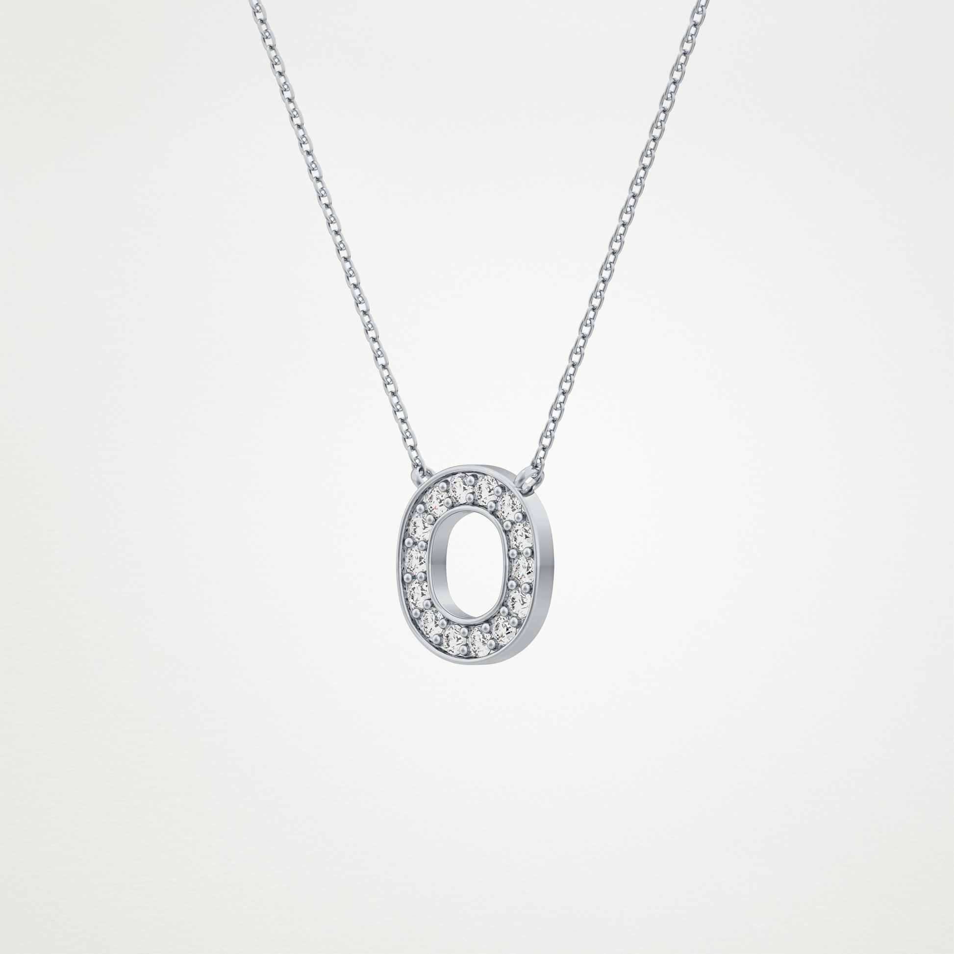 0.22 TCW Round Lab Grown Diamond O Initial Shaped Necklace