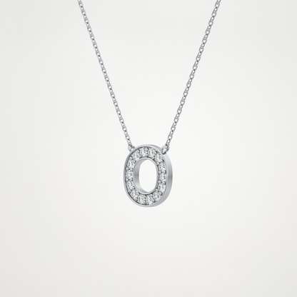 0.22 TCW Round Lab Grown Diamond O Initial Shaped Necklace
