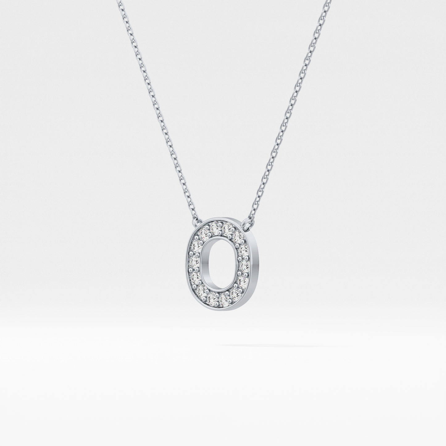 0.22 TCW Round Lab Grown Diamond O Initial Shaped Necklace