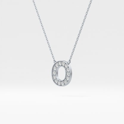 0.22 TCW Round Lab Grown Diamond O Initial Shaped Necklace