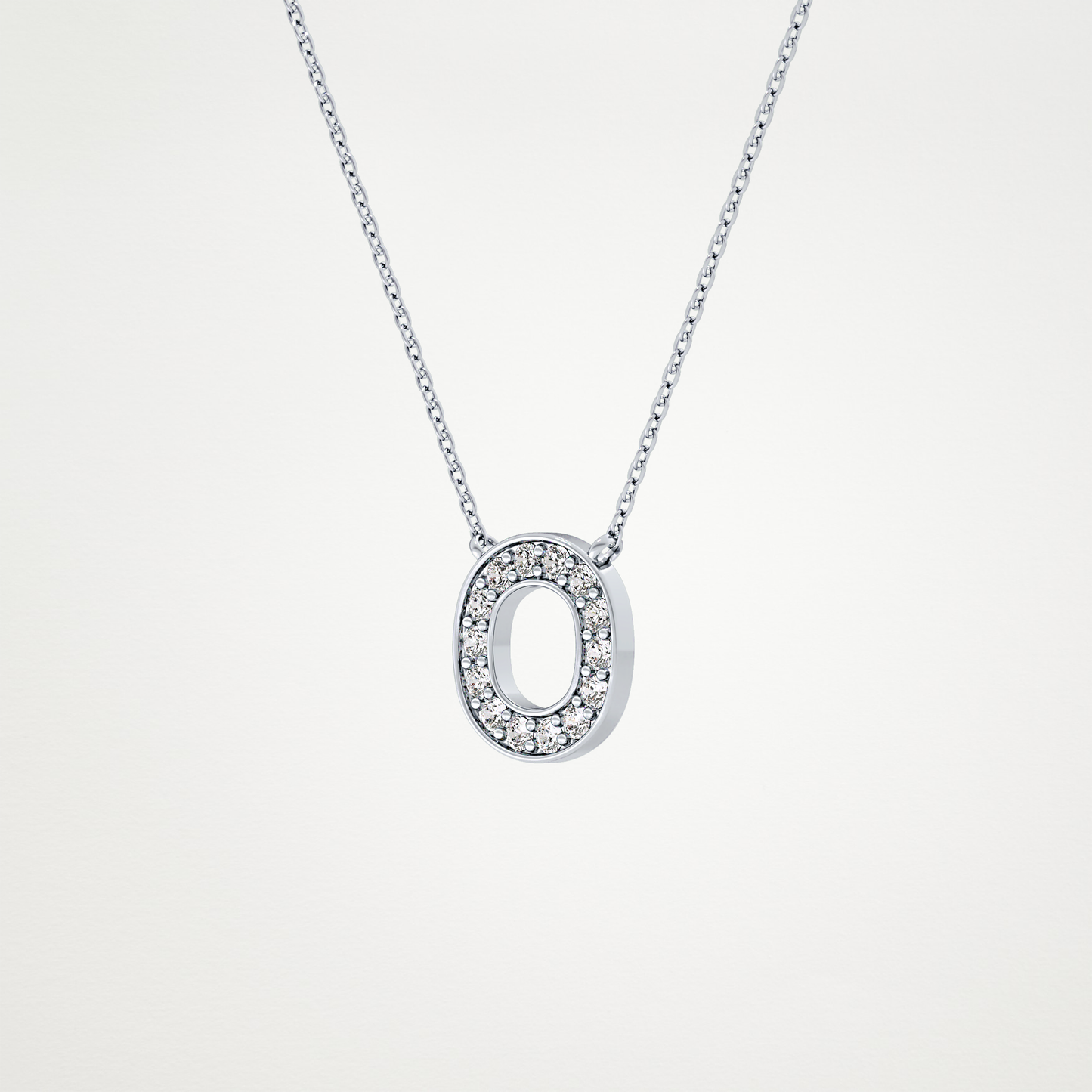 0.22 TCW Round Lab Grown Diamond O Initial Shaped Necklace