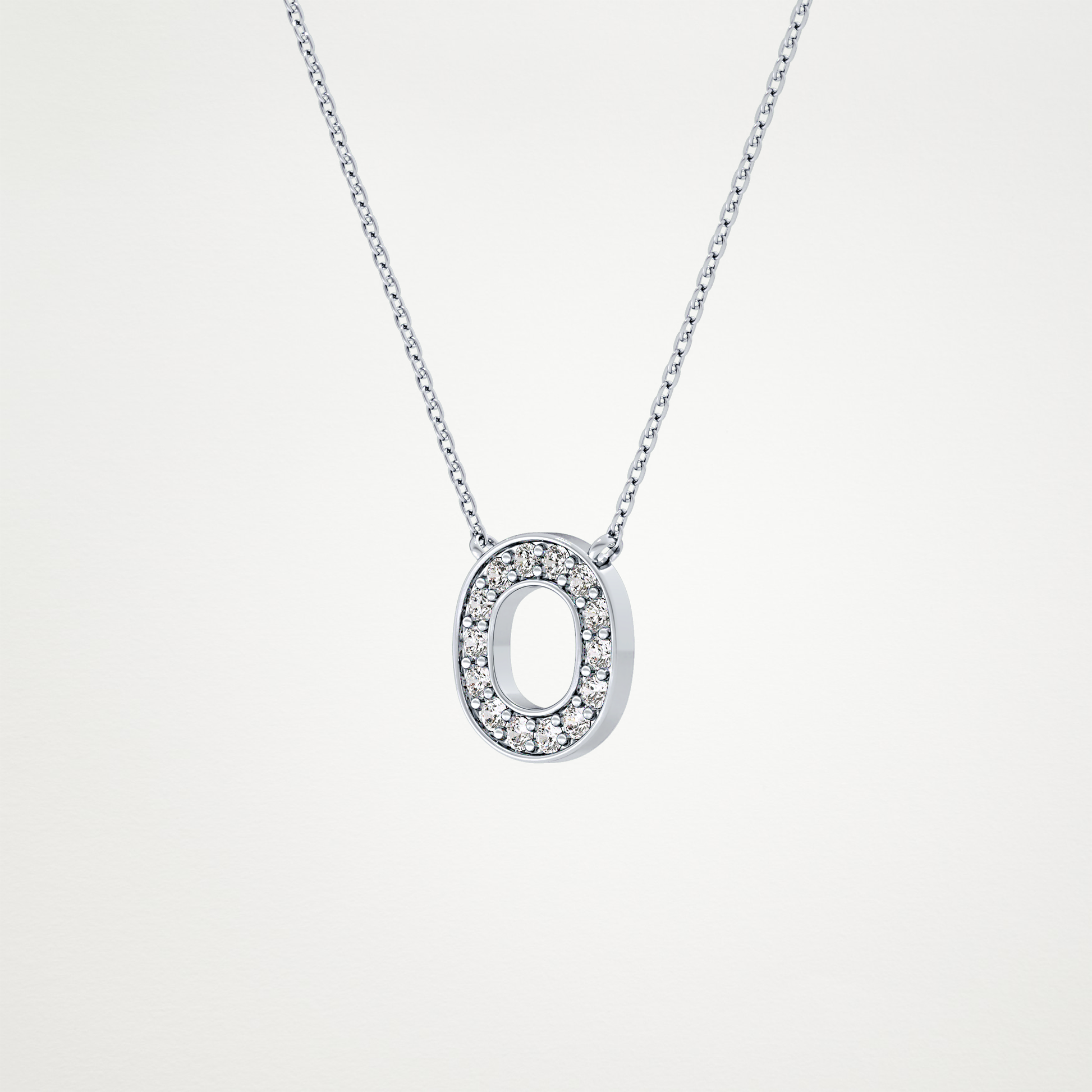 0.22 TCW Round Lab Grown Diamond O Initial Shaped Necklace